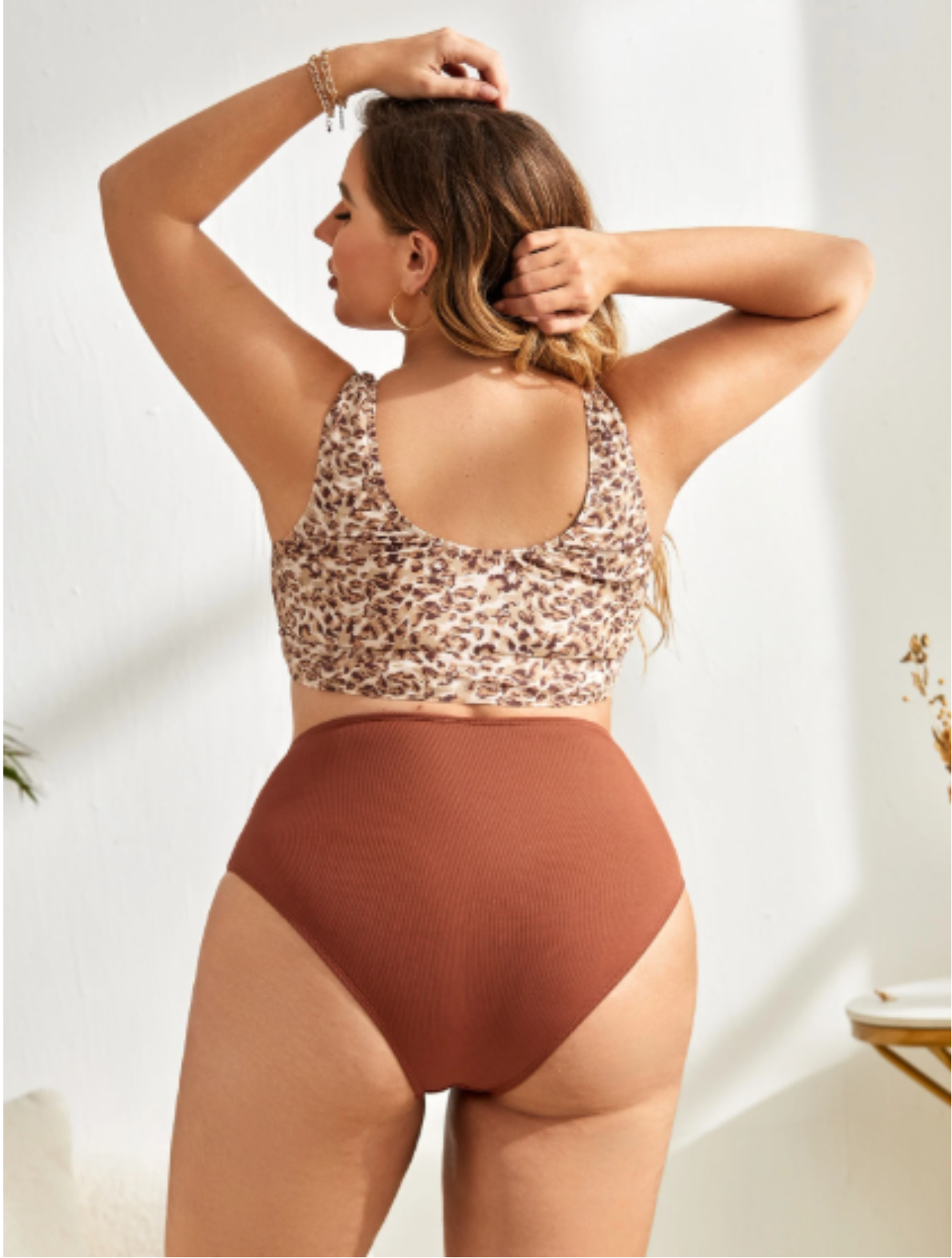 Leila Plus Size Bikini - Brown