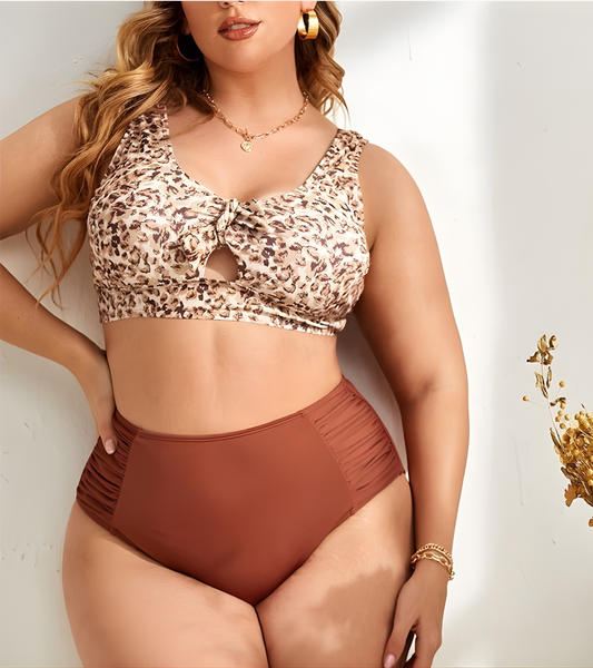 Leila Plus Size Bikini - Brown