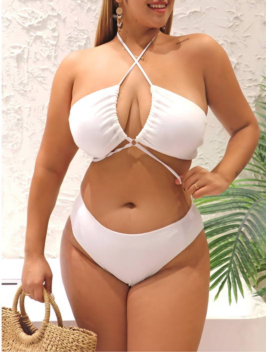 Aria Plus Size Bikini - White
