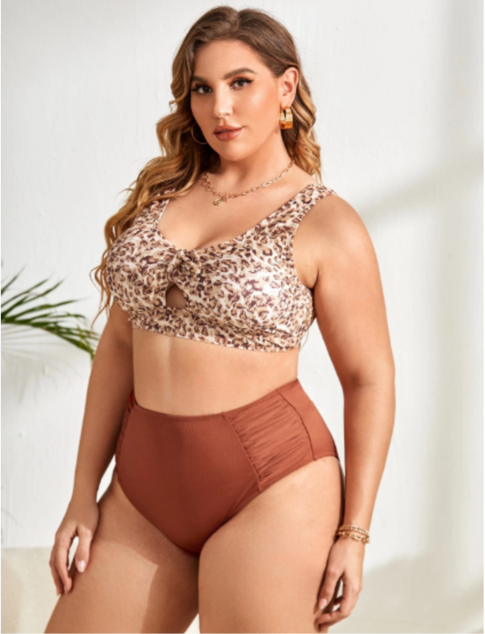 Leila Plus Size Bikini - Brown