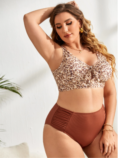 Leila Plus Size Bikini - Brown